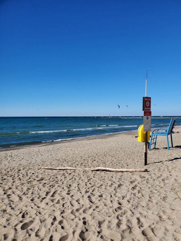 The Station Beach in Kincardine is a popular spot for water enthusiasts such as kiters and surfers