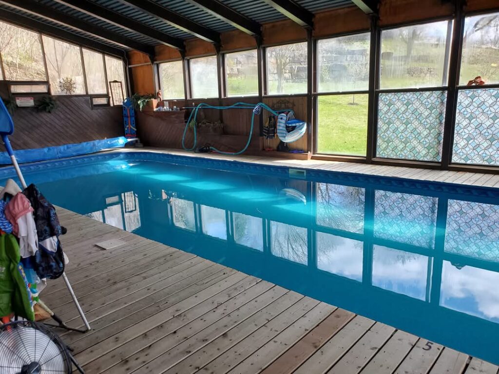 The indoor solar heated pool is one of many amenities offered to guests  staying at The Mulberry House on the Grand