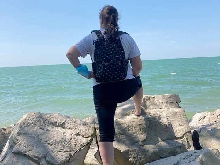 Admiring the view at Point Pelee National Park, the most southerly point of Canada