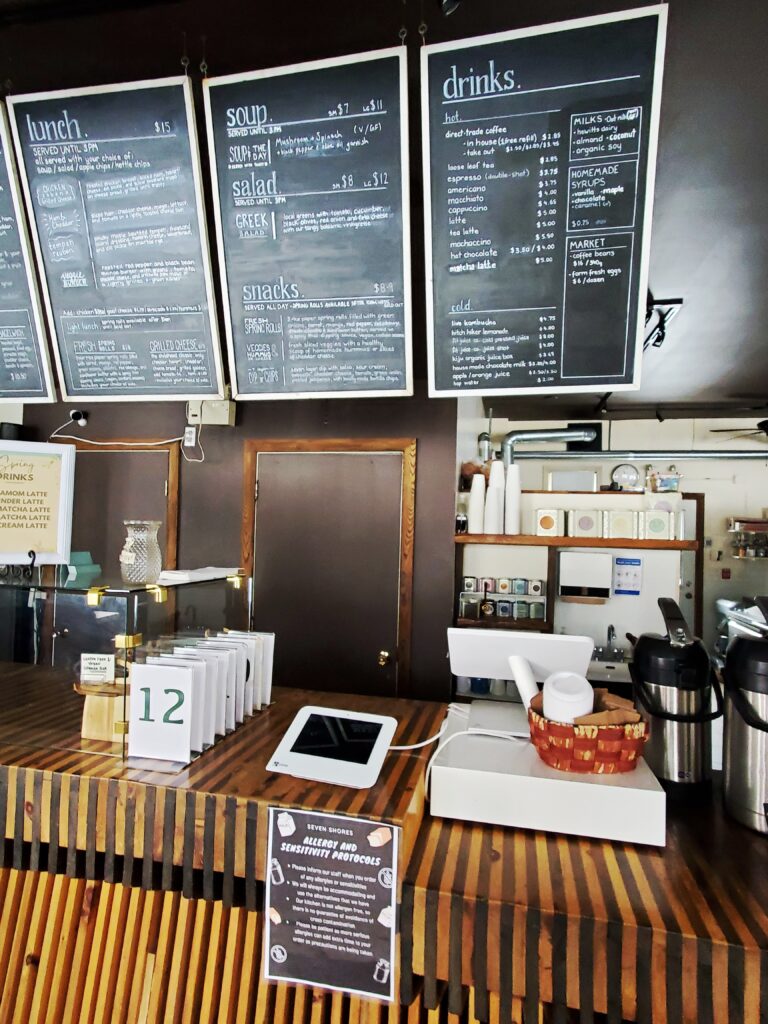 Seven Shores Cafe is a popular coffee shop in Waterloo among the locals. It's best known for healthy lunches and great coffee