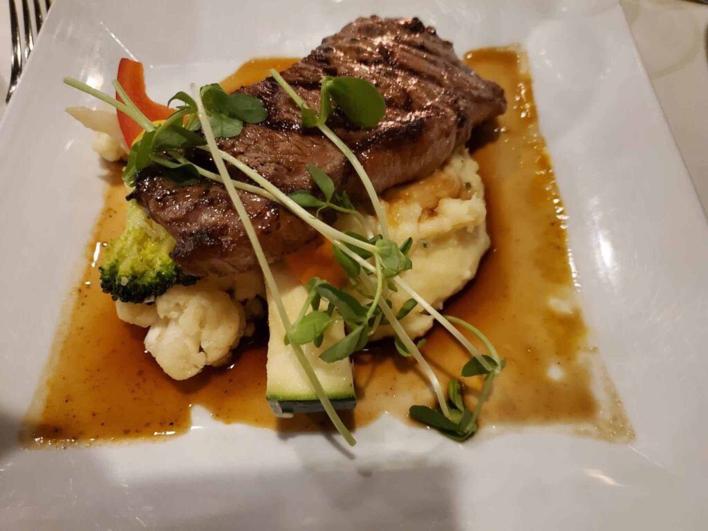 Melt in your mouth steak and mashed potatoes enjoyed at the Lakeside Seafood & Grill in Collingwood, Ontario