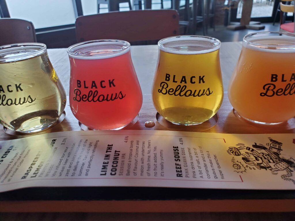 Beer tasting at Black Bellows, where the locals hang out