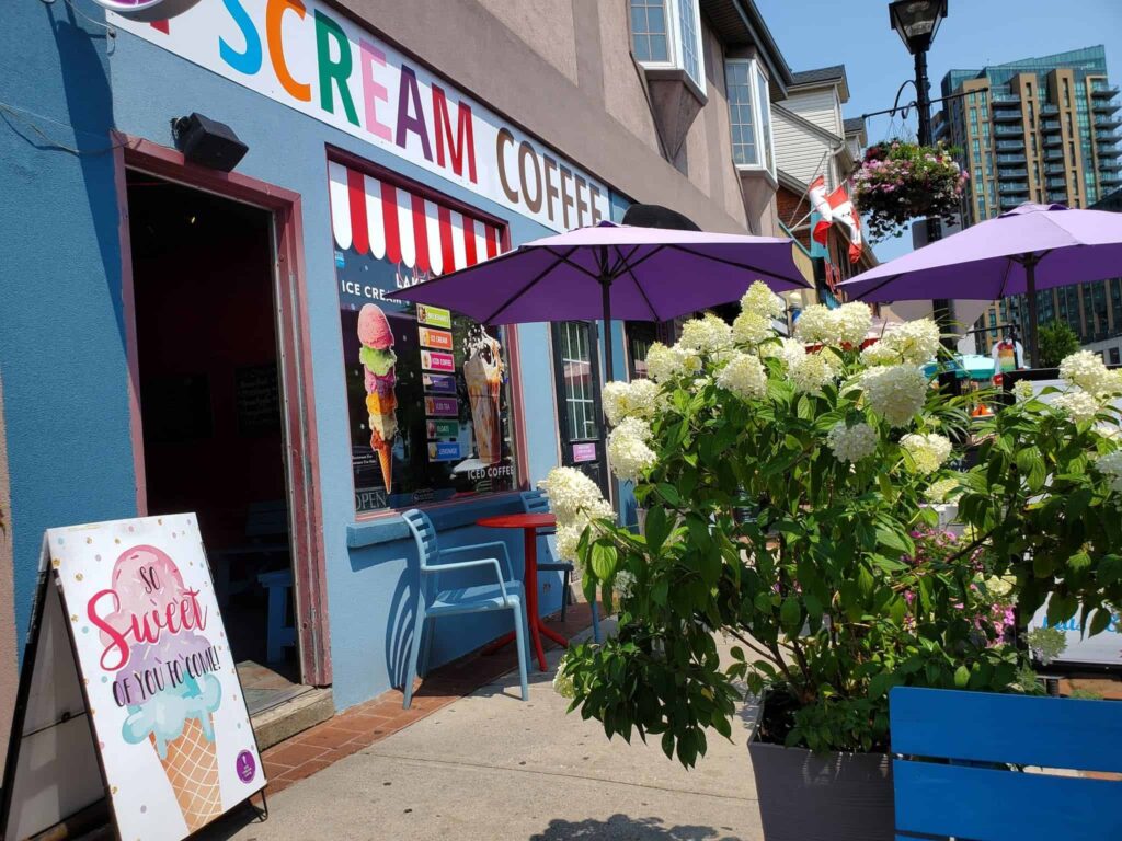 road trips help to heal when you come across cute ice cream shops and beautiful flowers