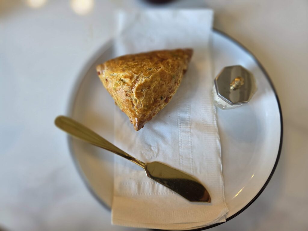 The onion and cheese scone I bought at Rise Coffee House