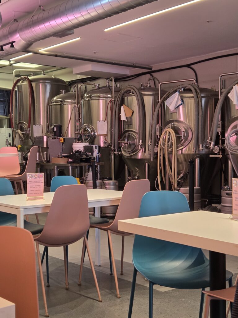 Dine and drink among the craft beer tanks at Something in the Water