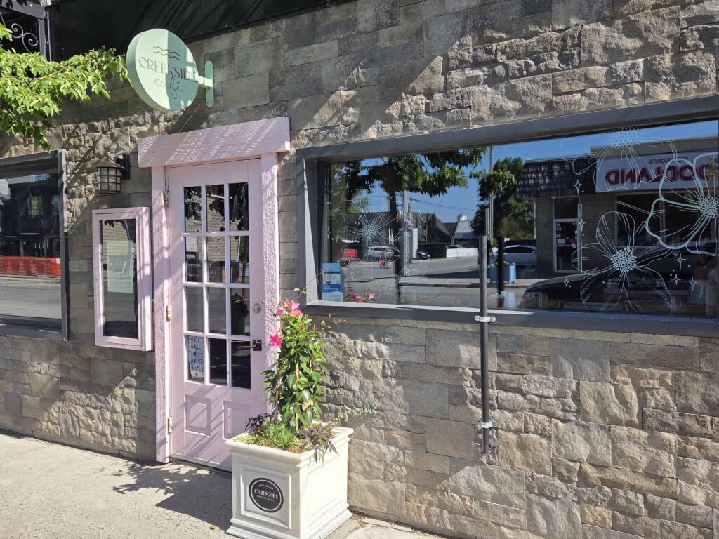 The cute Creekside Cafe which is located on the main street in Wellington, Ontario
