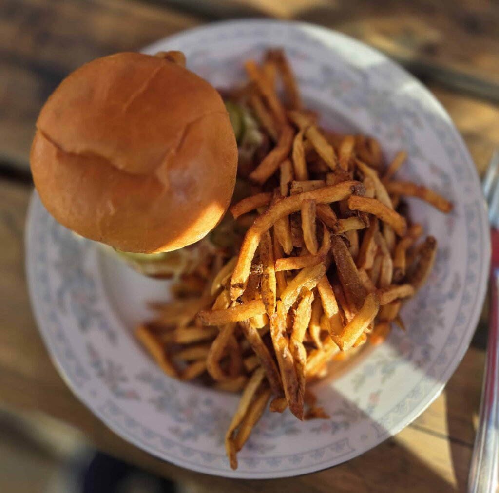Hamburger and french fries from Midtown Brewing Company in Wellington