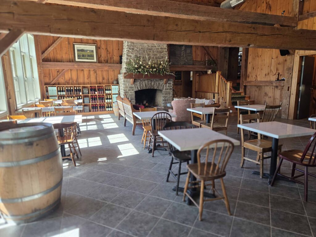 inside the Grange Winery is cozy and welcoming and is bar far one of the best wineries in Prince Edward County