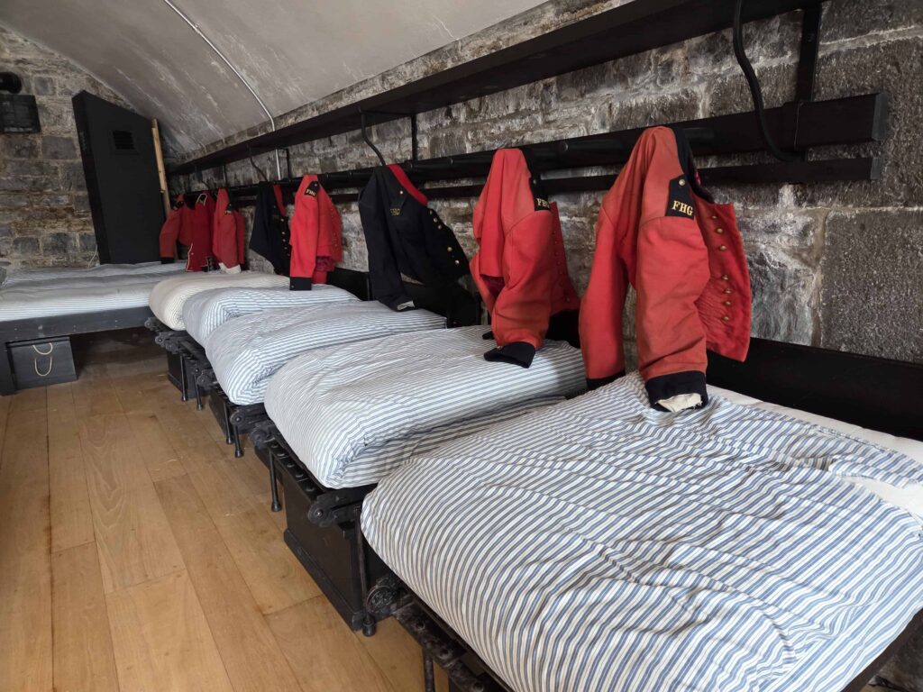 Wander through the soldiers sleeping quarters
