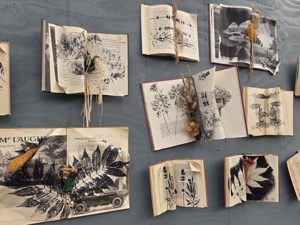 books on the wall decor is just one of the cool things you'll see when visiting The Watering Can in Vineland, an Ontario hidden gem