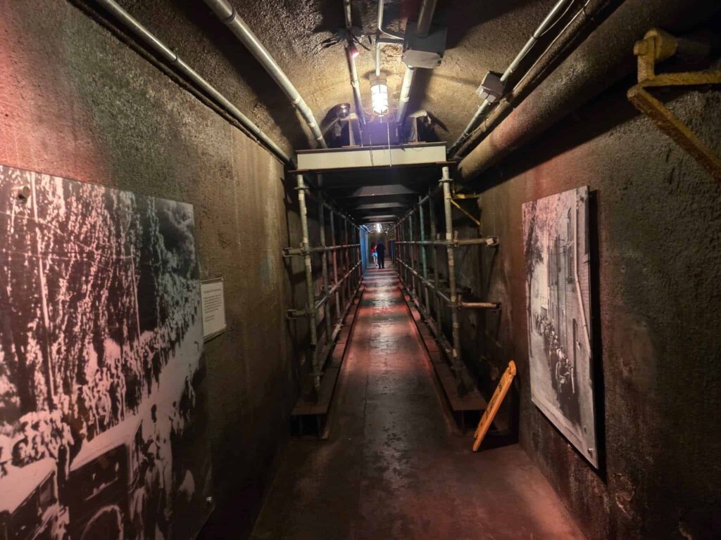 the underground tunnel that leads you under the road from Casa Loma to the museum