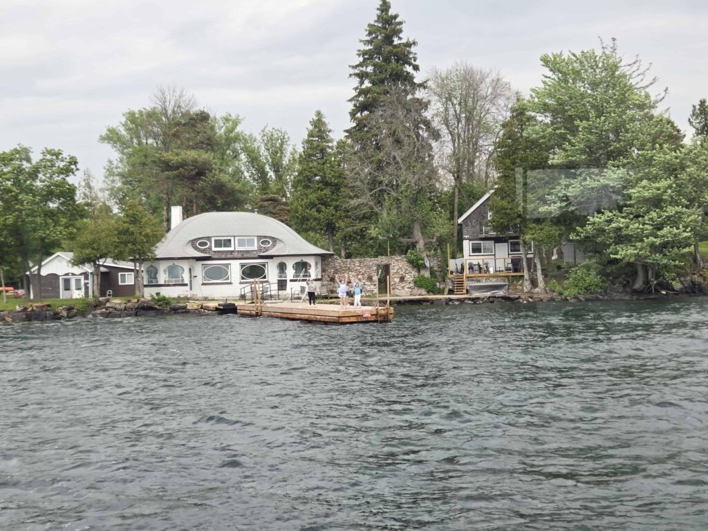 waiving at the kids in Gananoque when on a 1000 Islands cruise from Kingston