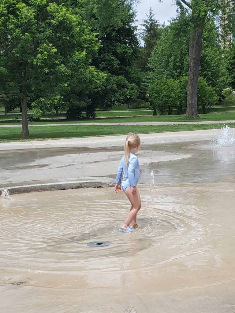 Victoria Park is a popular spot for kids to cool off when visiting Kitchener 