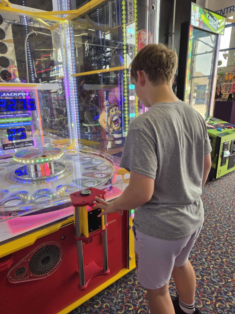 kids love playing the arcades at Bingemans when they visit Kitchener